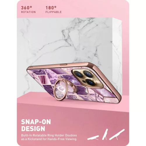 iPhone 13 Pro Max Supcase IBLSN Cosmo Snap márvány mintás tok lila-843439114487 4 kép