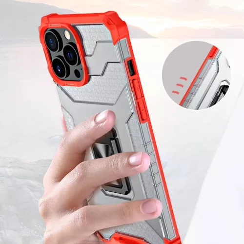 iPhone 13 Pro Max Crystal Ring Kickstand tok piros-9145576220702 5 kép