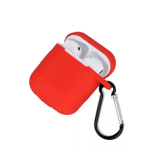 Airpods 1/2 szilikon tok karabinerrel piros-5900495825476 3 kép