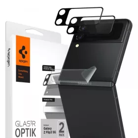   Samsung Galaxy Flip 3 Spigen Optik.Tr kameralencse védő 9H üveg és pánt védő fólia fekete