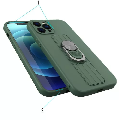 iPhone 13 mini Ring Szilikon tok kihajtható támasszal sötétkék-9145576214572 2 kép