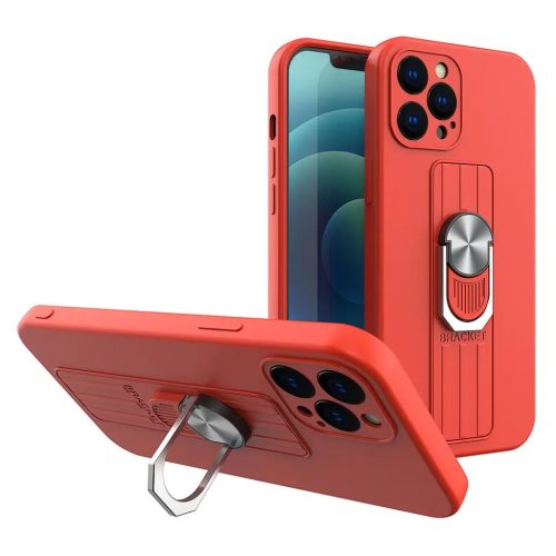 iPhone 13 Ring Szilikon tok kihajtható támasszal piros-9145576214657 1 kép