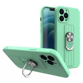   Xiaomi Redmi 9C Ring Szilikon tok kihajtható támasszal menta
