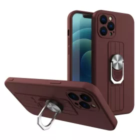   Samsung Galaxy A72 4G Ring Szilikon tok kihajtható támasszal barna