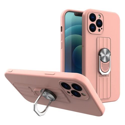Samsung Galaxy A22 4G Ring Szilikon tok kihajtható támasszal rózsas-9145576216491 1 kép