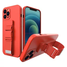 Samsung S21 Ultra Rope TPU gél tok pánttal piros
