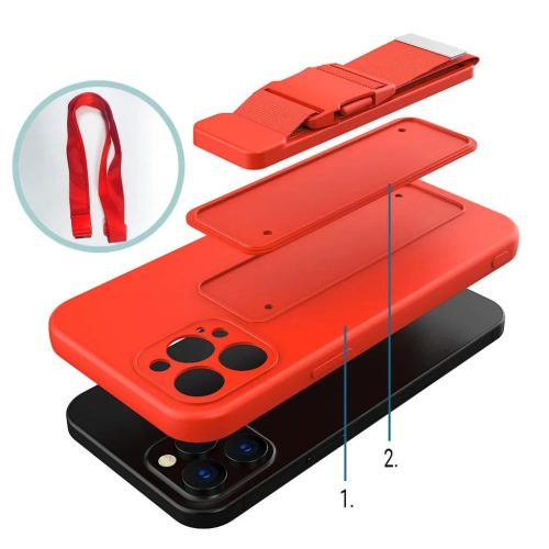 Xiaomi Poco X3 NFC Rope TPU gél tok pánttal piros-9145576218921 9 kép