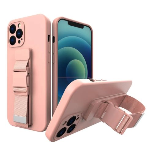 Xiaomi Redmi 9 Rope TPU gél tok pánttal rózsaszín