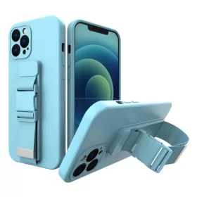 Samsung A12 Rope TPU gél tok pánttal kék