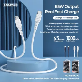 Remax Zeron USB Type-C - USB Type-C 65W kábel 1m kék-6954851224334 2 kép