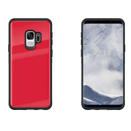 9H üveg hátlapú tok iPhone  S9 piros/fekete színben-7426825342911 3 kép