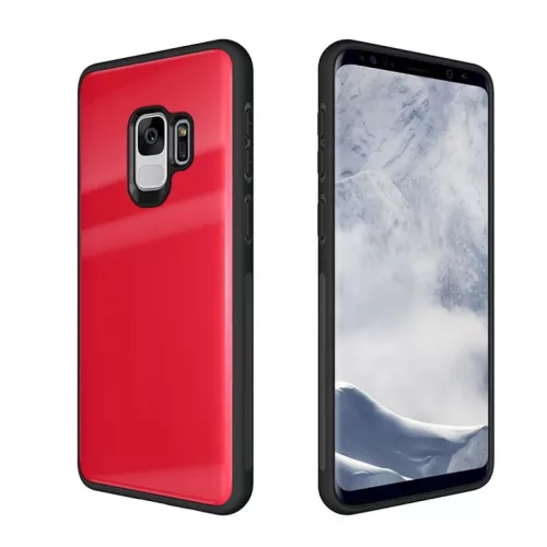 9H üveg hátlapú tok iPhone  S9 piros/fekete színben-7426825342911 6 kép