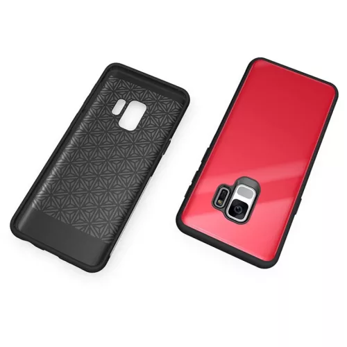 9H üveg hátlapú tok iPhone  S9 piros/fekete színben-7426825342911 7 kép