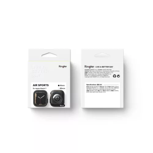 Apple Watch 7 (41mm) Ringke Air gél TPU tok fekete-8809848200670 5 kép
