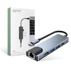 Tech-Protect V3 TYPE-C HUB Adapter 5in1 szürke