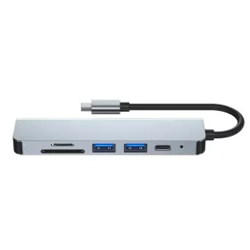 Tech-Protect V4 TYPE-C HUB Adapter 6in1 szürke-9589046919343 1 kép