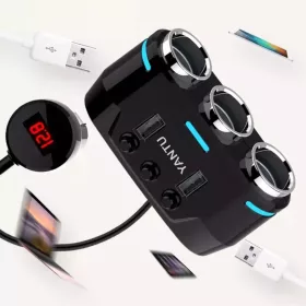 Szivargyújtós töltő elosztó 2xUSB + 3x Szivargyújtós aljzat 3.1-6959828210051 2 kép