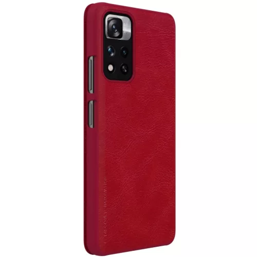 Xiaomi Poco M4 Pro 5G Nillkin Qin Pro bőr fliptok piros-6902048234949 5 kép