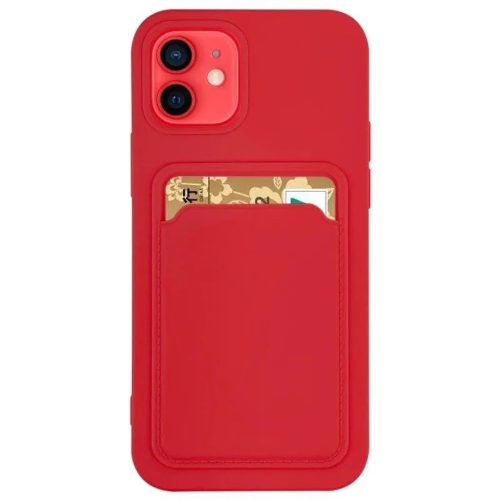 Samsung Galaxy A32 5G Card Case Szilikon tok hátlapi kártyatartóval piros