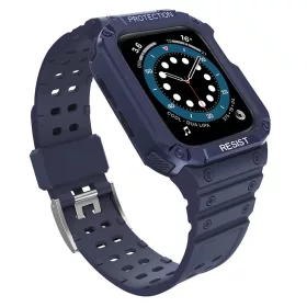 Apple Watch 4/5/6/7/8/SE (42/44/45mm) Armored Óraszíj és Tok Kék-9145576231777 5 kép