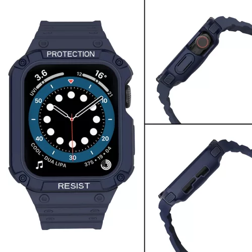 Apple Watch 4/5/6/7/8/SE (42/44/45mm) Armored Óraszíj és Tok Kék-9145576231777 3 kép