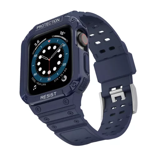 Apple Watch 4/5/6/7/8/SE (42/44/45mm) Armored Óraszíj és Tok Kék-9145576231777 6 kép