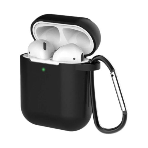 Airpods 1/ 2 szilikon tok karabinerrel fekete-9145576238516 1 kép
