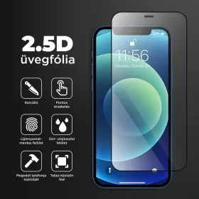 iPhone 13 Pro Max/14 Plus 9H Prémium+ üvegfólia fekete kerettel Alp- 2 kép
