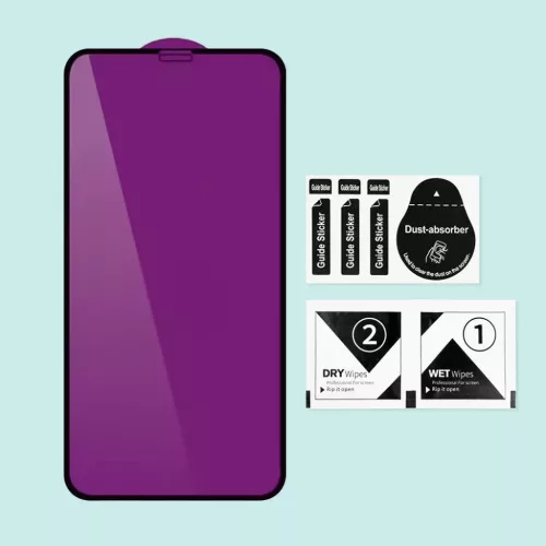 iPhone 13 Pro Max/14 Plus 9H Prémium+ üvegfólia fekete kerettel Alp- 4 kép