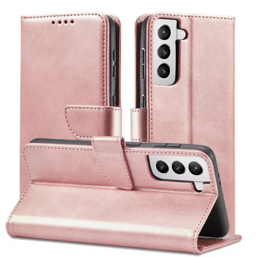 Samsung S22+ Plus Elegant mágneses bőr fliptok pink-9145576240809 9 kép