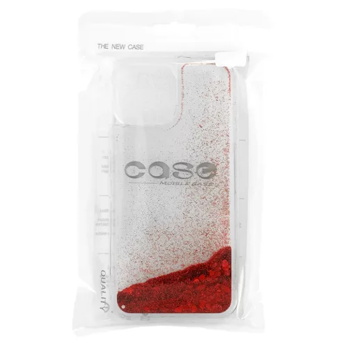 Samsung Galaxy A73 5G Liquid Heart folyékony flitteres tok piros-5900217919599 3 kép