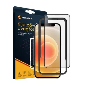 iPhone 12 Pro Max kijelzővédő fekete keretes üvegfólia, felhelyez- 1 kép