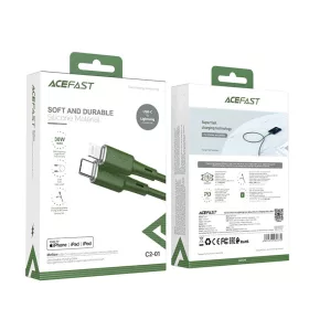 Acefast C2-01  MFI USB Type C - Lightning kábel 1,2m 30W 3A olivazöl-6974316280675 2 kép