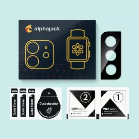 Samsung Galaxy S21 kamera lencse védő üvegfólia fekete Alphajack 1- 2 kép