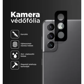 Samsung Galaxy S21+ Plus kamera lencse védő üvegfólia fekete Alpha- 2 kép