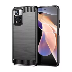   Xiaomi Redmi Note 11 4G Carbon szénszál mintájú TPU tok fekete Alphajack