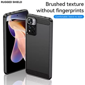 Xiaomi Redmi Note 11 4G Carbon szénszál mintájú TPU tok fekete Alp- 2 kép