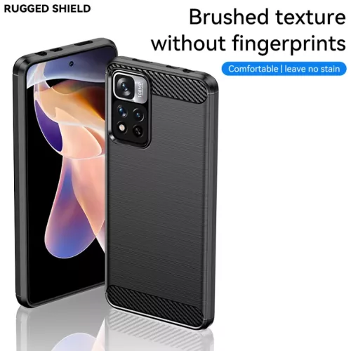 Xiaomi Redmi Note 11 4G Carbon szénszál mintájú TPU tok fekete Alp- 2 kép