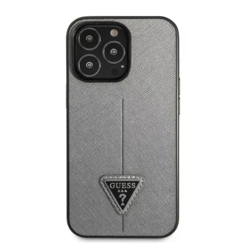 iPhone 13 Pro Guess Saffiano Triangle Logo ezüst-3666339040376 2 kép