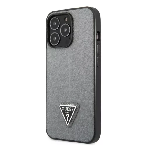 iPhone 13 Pro Guess Saffiano Triangle Logo ezüst-3666339040376 5 kép