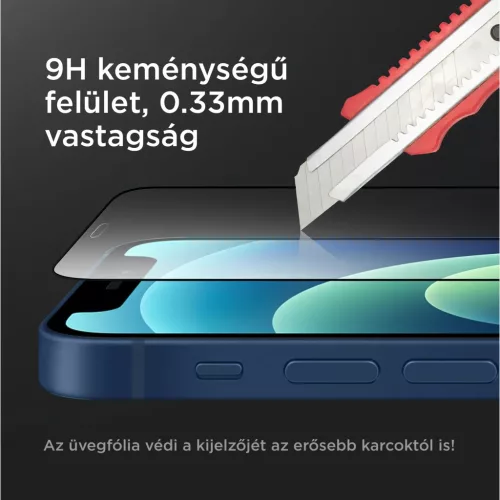 iPhone 14 Plus kijelzővédő üvegfólia 111D 9H fekete kerettel Alph- 3 kép