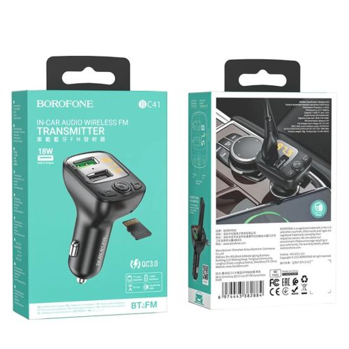 Borofone BC41 Eminency FM Transmitter MP3, Bluetooth, - 2xUSB - QC 3.0-6974443382884 9 kép