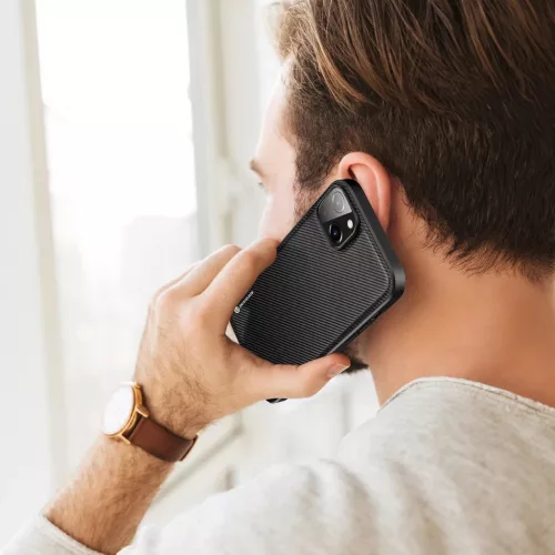 iPhone 14 Plus Dux Ducis Fino nylon bevonatú tok fekete-6934913036822 7 kép