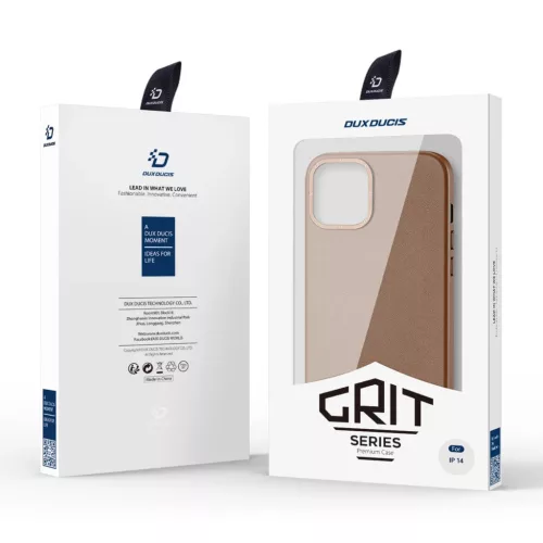 iPhone 14 Dux Ducis Grit bőr tok (MagSafe kompatibilis) barna-6934913036921 1 kép