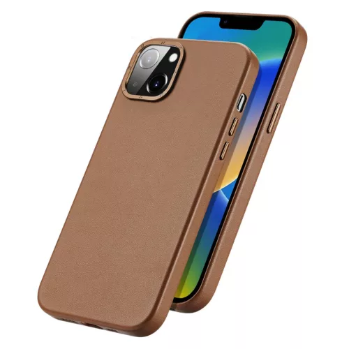 iPhone 14 Dux Ducis Grit bőr tok (MagSafe kompatibilis) barna-6934913036921 9 kép
