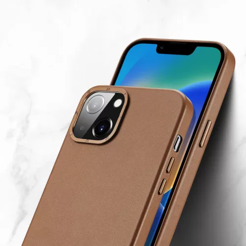 iPhone 14 Dux Ducis Grit bőr tok (MagSafe kompatibilis) barna-6934913036921 10 kép
