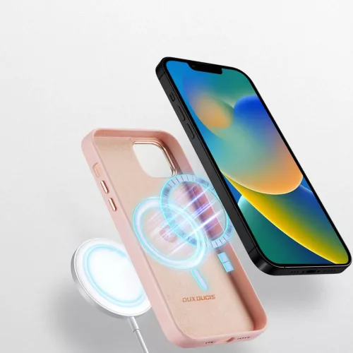 iPhone 14 Dux Ducis Grit bőr tok (MagSafe kompatibilis) rózsaszín-6934913036938 2 kép