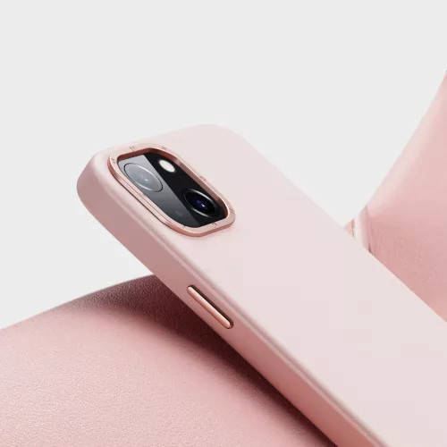 iPhone 14 Dux Ducis Grit bőr tok (MagSafe kompatibilis) rózsaszín-6934913036938 6 kép