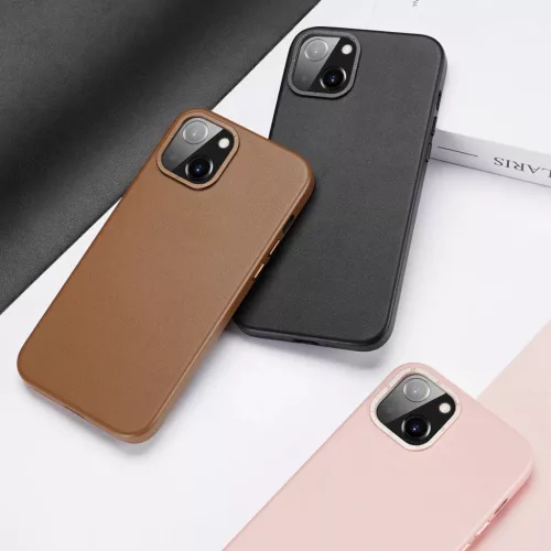 iPhone 14 Plus Dux Ducis Grit bőr tok (MagSafe kompatibilis) fekete-6934913036945 7 kép