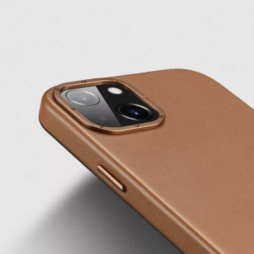 iPhone 14 Plus Dux Ducis Grit bőr tok (MagSafe kompatibilis) barna-6934913036952 3 kép